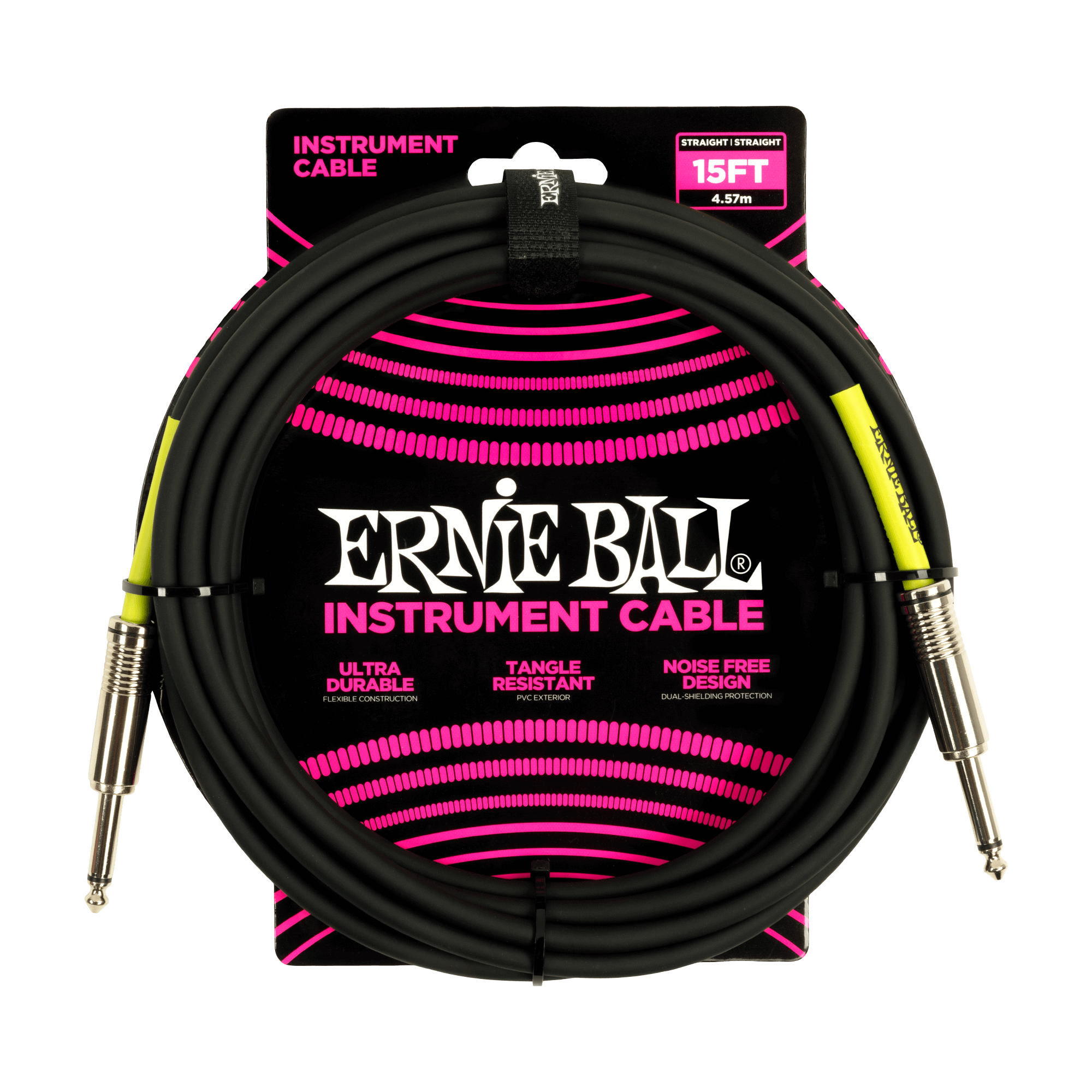 Ernie Ball 6399 15ft Instrument Cable - Black Straight/Straight