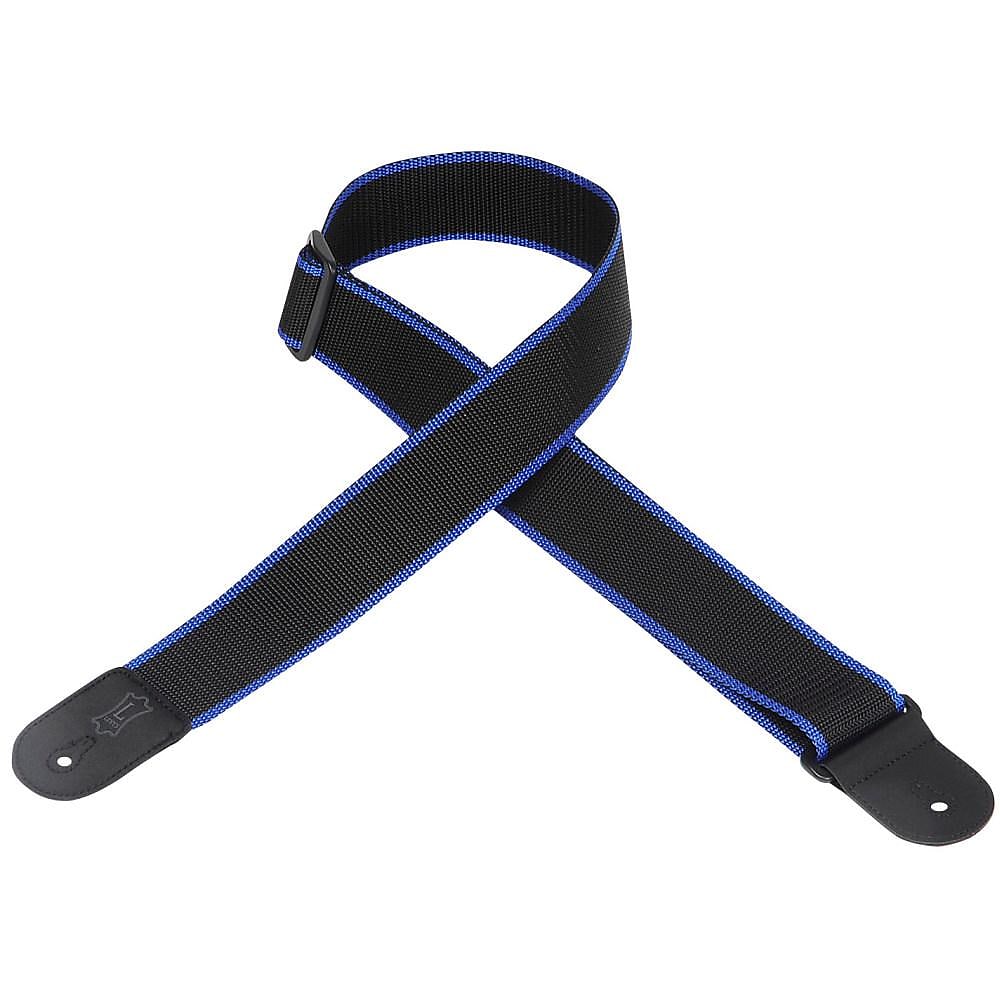 Levy's M8POLY-BKB 2in Polypropylene Guitar Strap w/ Leather Ends - Black/Blue