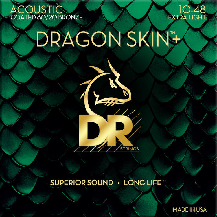 DR Strings DRAGON SKIN+ Acoustic Guitar Strings 80/20: Extra Light 10-48