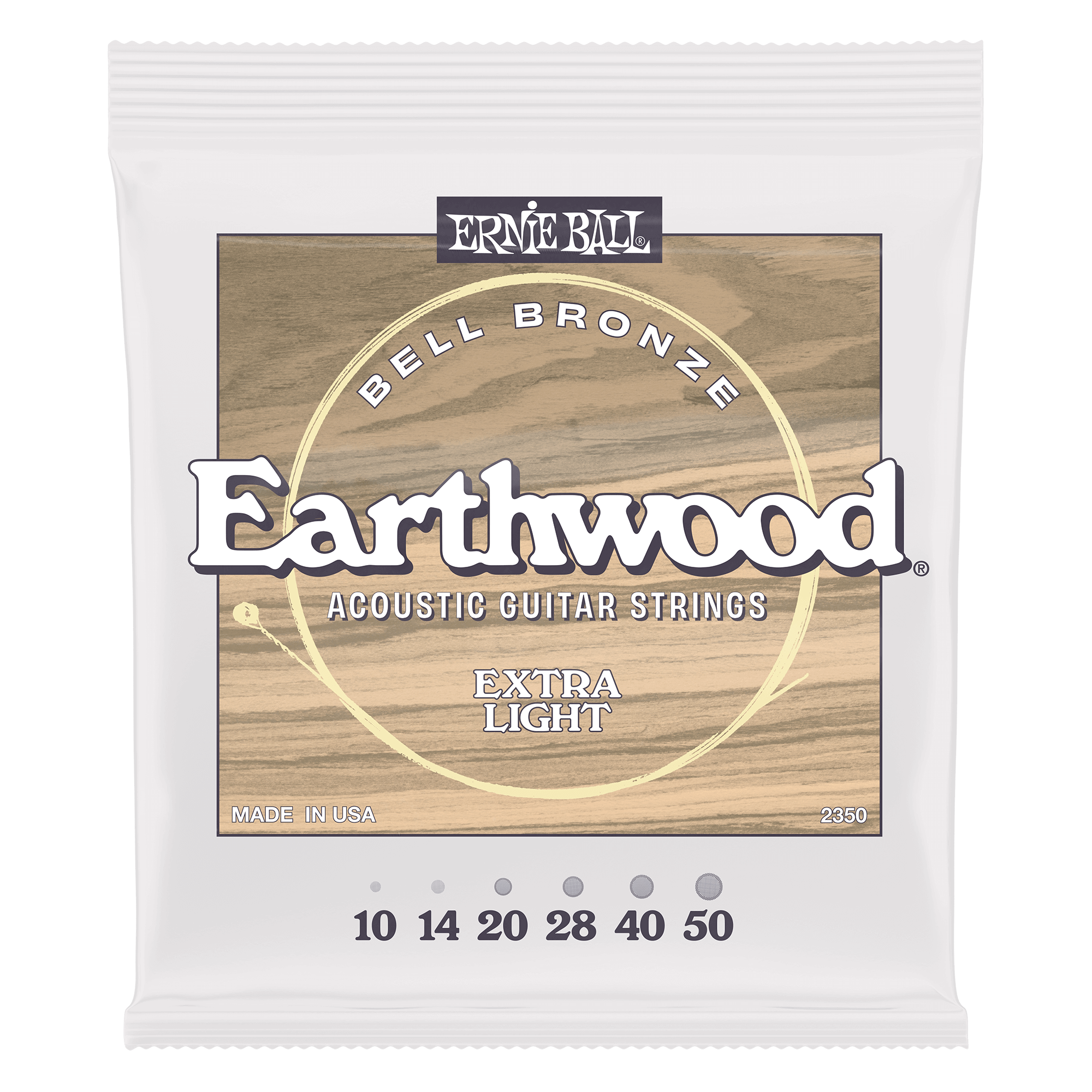 Ernie Ball 2350 Earthwood Extra Light Bell Bronze Acoustic Guitar Strings 10-50