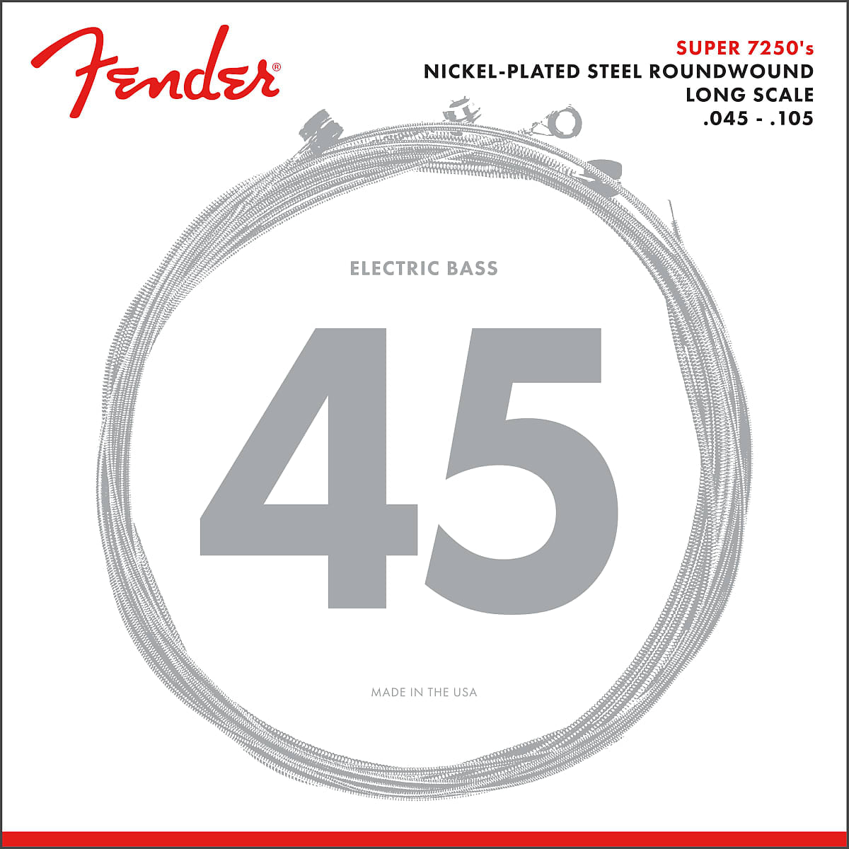Fender 7250 Bass Strings Nickel Plated Steel Long Scale 7250M .045-.105 (4)
