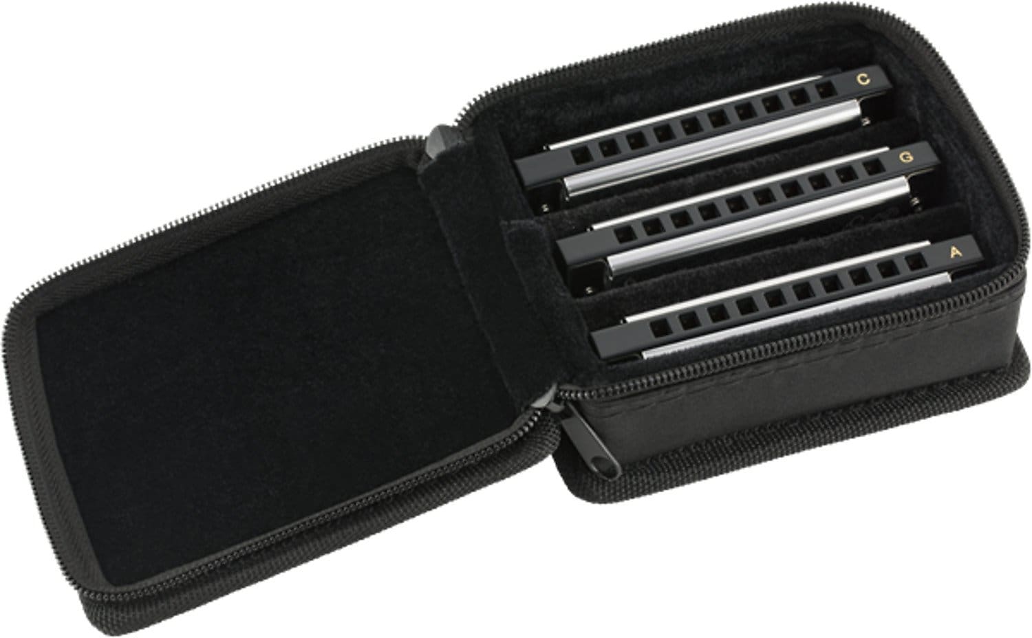 Fender Blues Deluxe Harmonica, Pack of 3, with Case